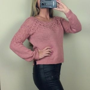 Flower of the Desert Pink Crochet Sweater Handmade